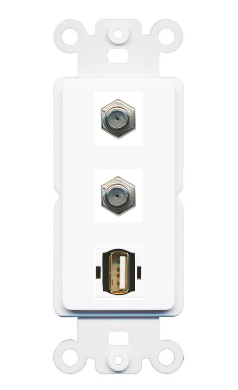 2 COAX USB2 Wall Plate [White]