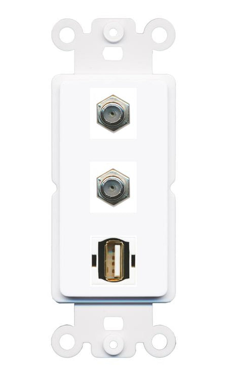 2 COAX USB2 Wall Plate [White]