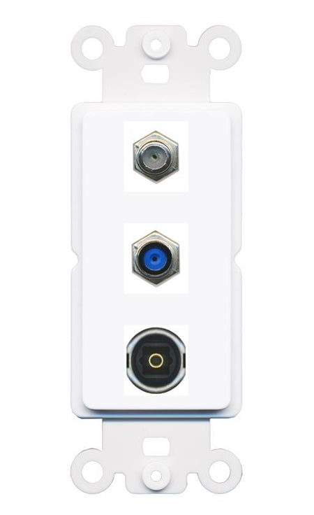 COAX F81 TOSLINK Wall Plate [White]