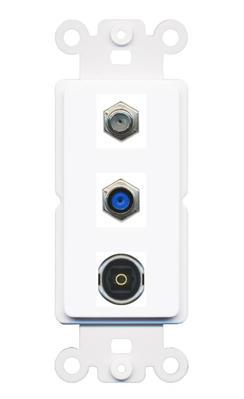COAX F81 TOSLINK Wall Plate [White]