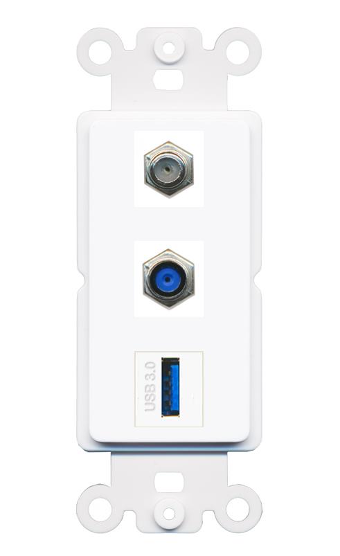 COAX F81 USB-3 Wall Plate [White]