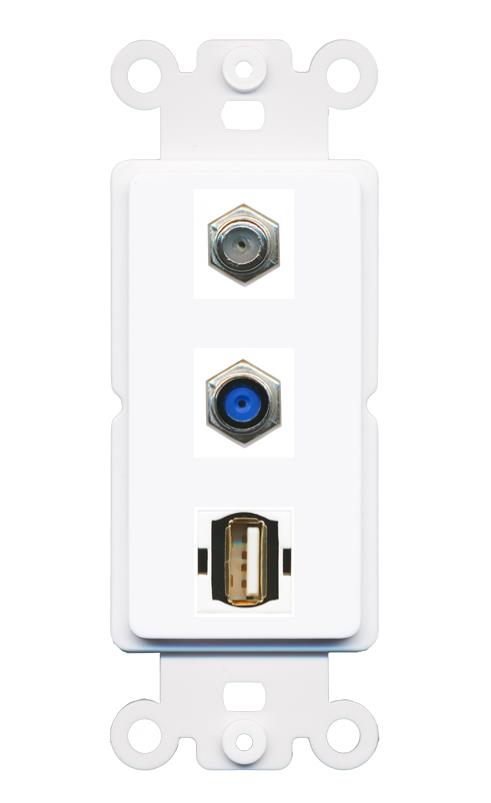 COAX F81 USB2 Wall Plate [White]