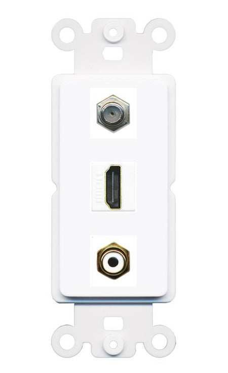 COAX HDMI RCA-WHITE Wall Plate [White]