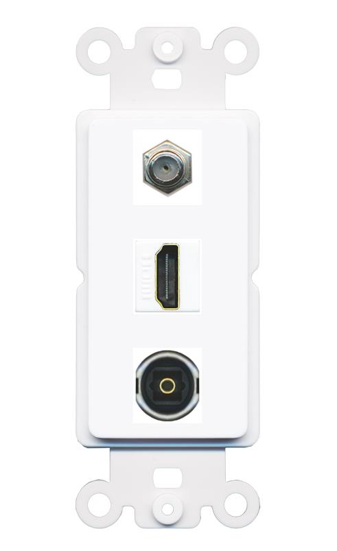 COAX HDMI TOSLINK Wall Plate [White]