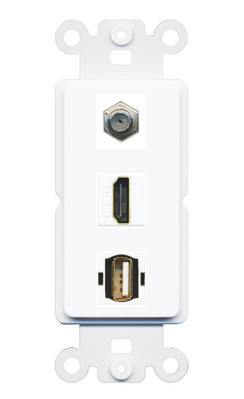 COAX HDMI USB2 Wall Plate [White]
