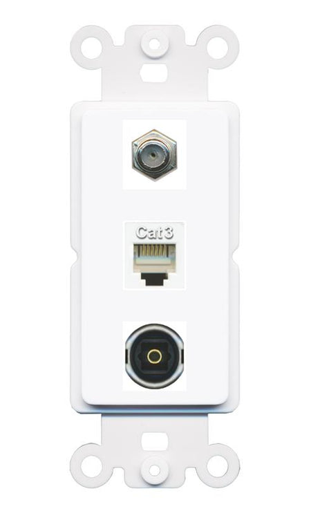 COAX PHONE TOSLINK Wall Plate [White]