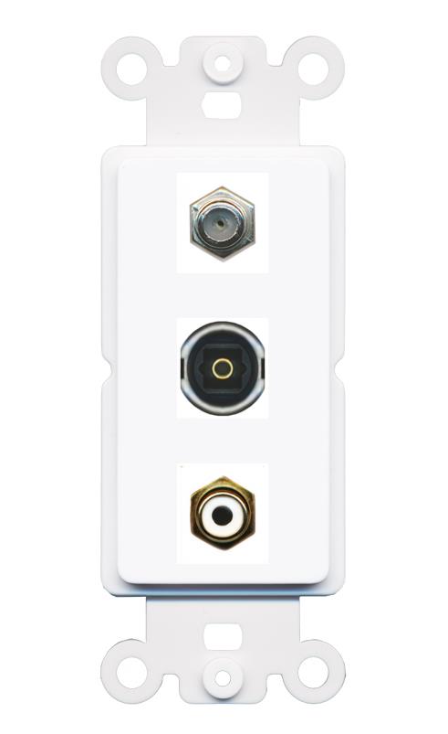 COAX RCA-WHITE TOSLINK Wall Plate [White]
