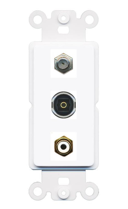 COAX RCA-WHITE TOSLINK Wall Plate [White]