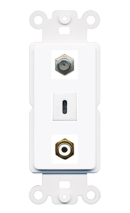 COAX RCA-WHITE USBC Wall Plate [White]
