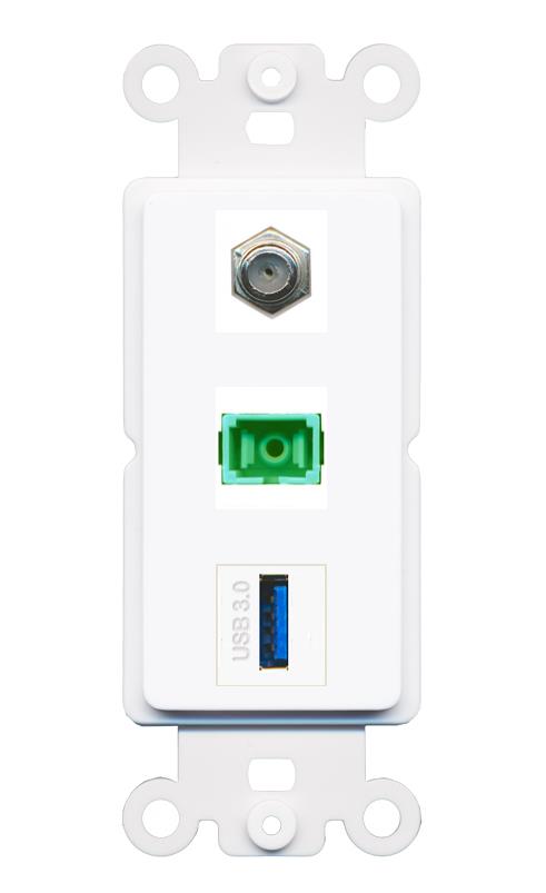 COAX SC-APC-SX USB-3 Wall Plate [White]