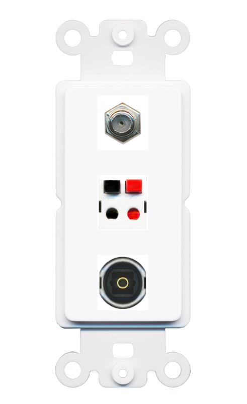 COAX SPEAKER TOSLINK Wall Plate [White]