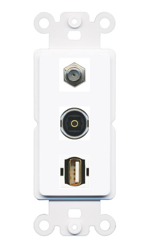 COAX TOSLINK USB2 Wall Plate [White]