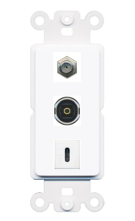COAX TOSLINK USBC Wall Plate [White]