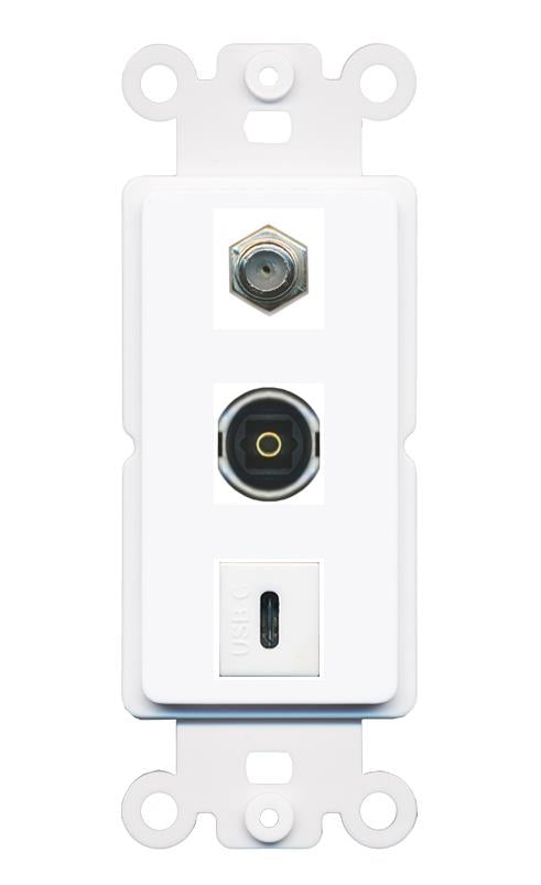 COAX TOSLINK USBC Wall Plate [White]