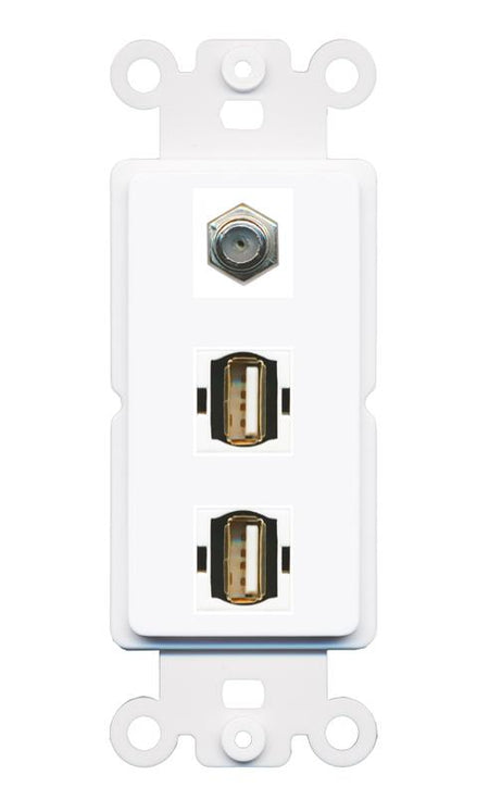 COAX 2 USB2 Wall Plate [White]