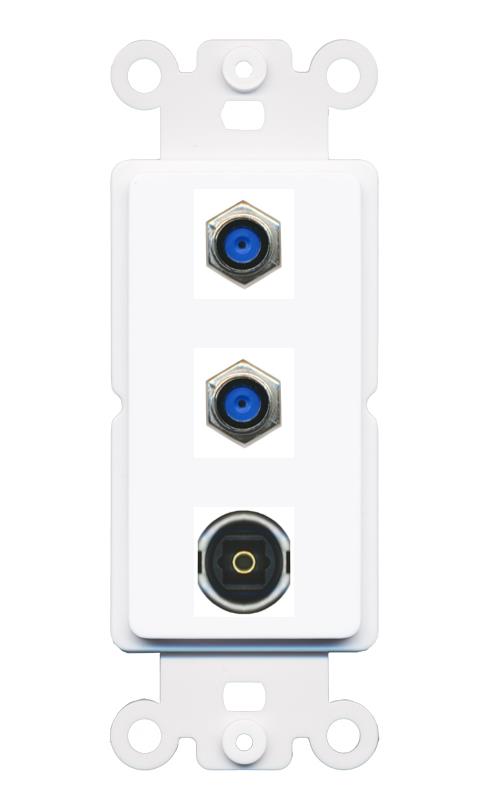 2 F81 TOSLINK Wall Plate [White]