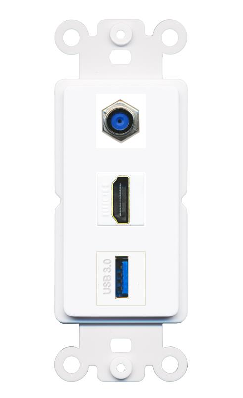 F81 HDMI USB-3 Wall Plate [White]
