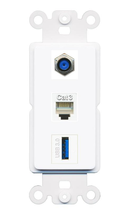 F81 PHONE USB-3 Wall Plate [White]
