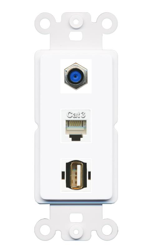 F81 PHONE USB2 Wall Plate [White]