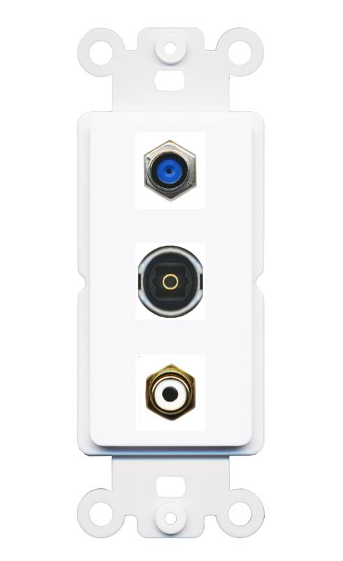 F81 RCA-WHITE TOSLINK Wall Plate [White]
