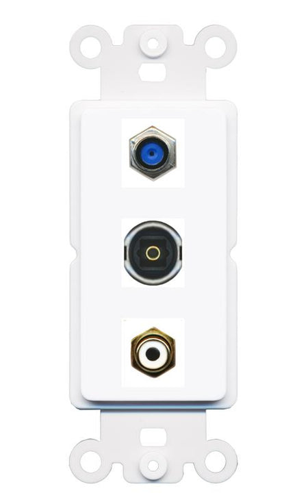 F81 RCA-WHITE TOSLINK Wall Plate [White]