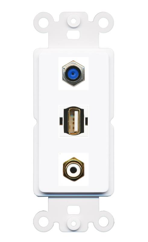 F81 RCA-WHITE USB2 Wall Plate [White]