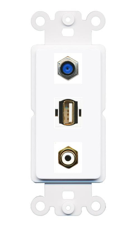 F81 RCA-WHITE USB2 Wall Plate [White]