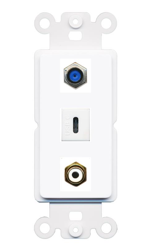 F81 RCA-WHITE USBC Wall Plate [White]