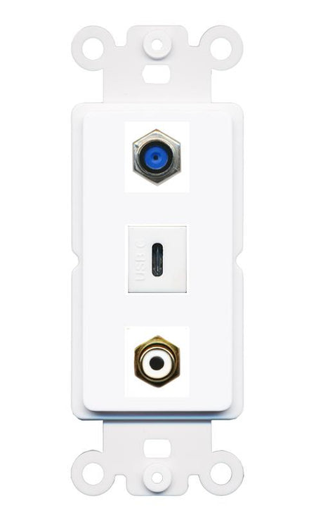 F81 RCA-WHITE USBC Wall Plate [White]