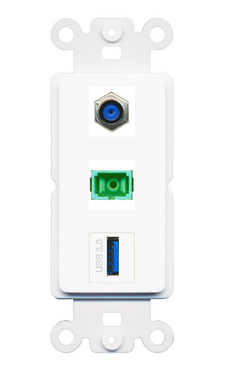 F81 SC-APC-SX USB-3 Wall Plate [White]