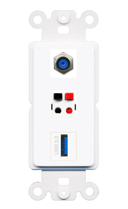 F81 SPEAKER USB-3 Wall Plate [White]