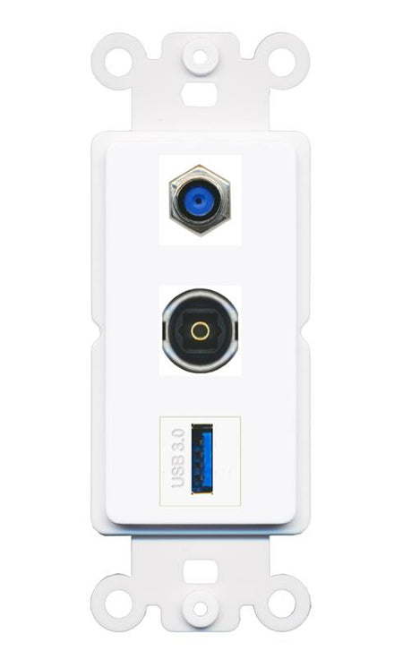 F81 TOSLINK USB-3 Wall Plate [White]