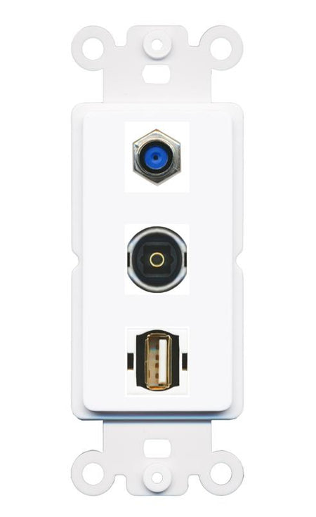 F81 TOSLINK USB2 Wall Plate [White]