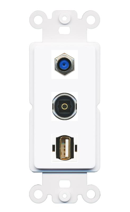 F81 TOSLINK USB2 Wall Plate [White]