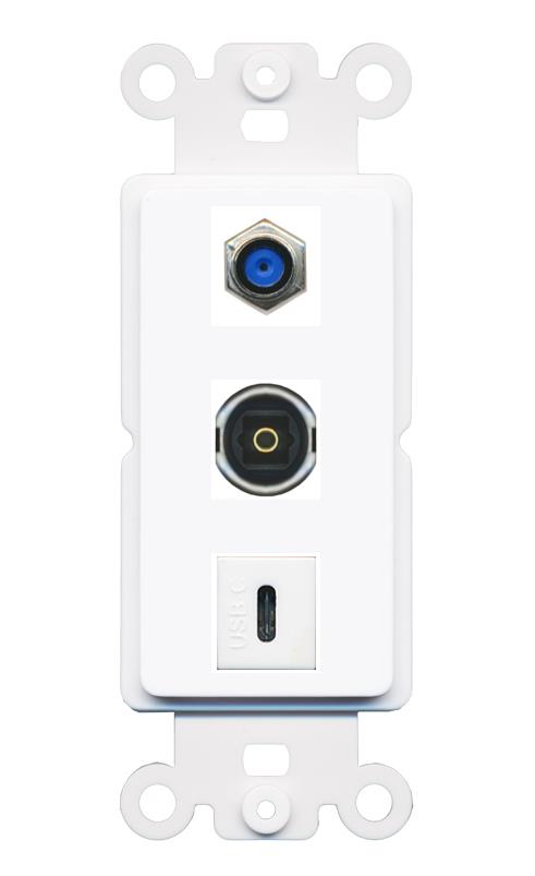 F81 TOSLINK USBC Wall Plate [White]