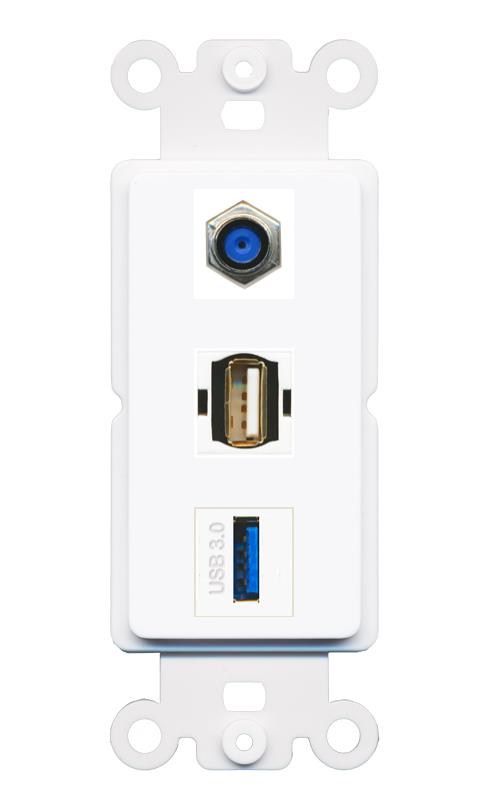 F81 USB-3 USB2 Wall Plate [White]