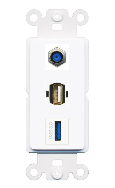 F81 USB-3 USB2 Wall Plate [White]