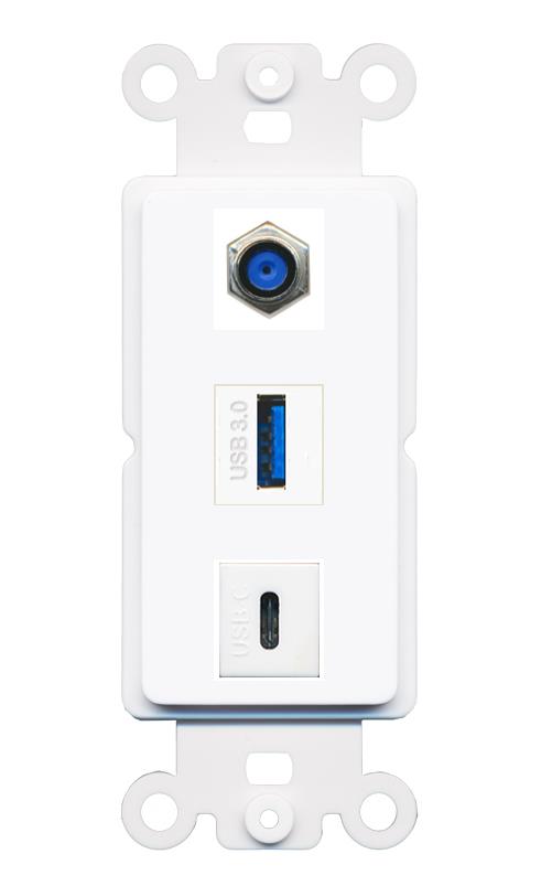 F81 USB-3 USBC Wall Plate [White]