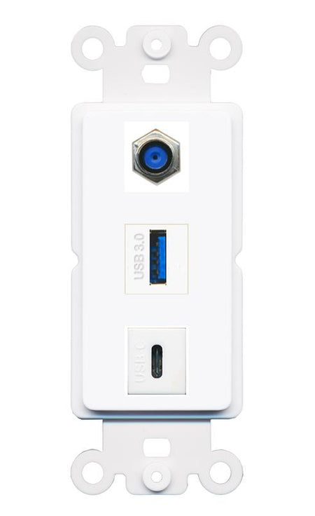 F81 USB-3 USBC Wall Plate [White]