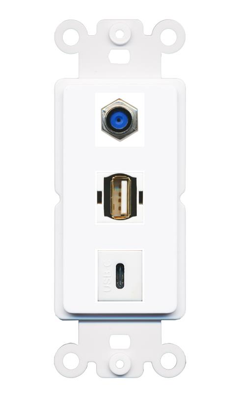 F81 USB2 USBC Wall Plate [White]