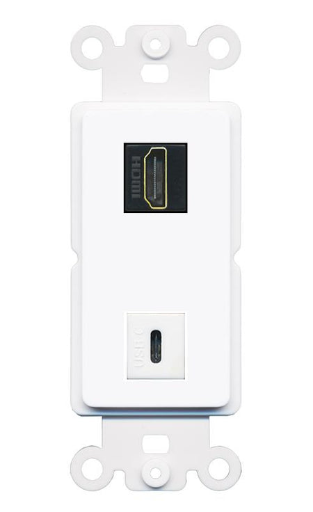 HDMI-BLACK USBC Rocker Insert Module Wall Plate [White]