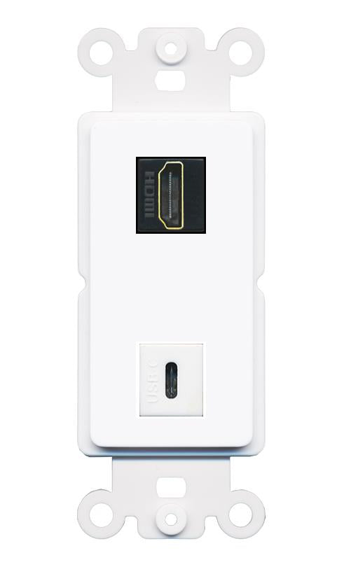 HDMI-BLACK USBC Rocker Insert Module Wall Plate [White]