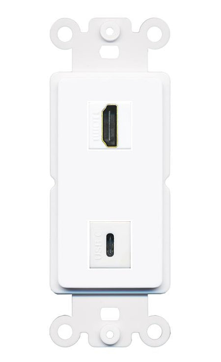 HDMI-WHITE USBC Rocker Insert Module Wall Plate [White]