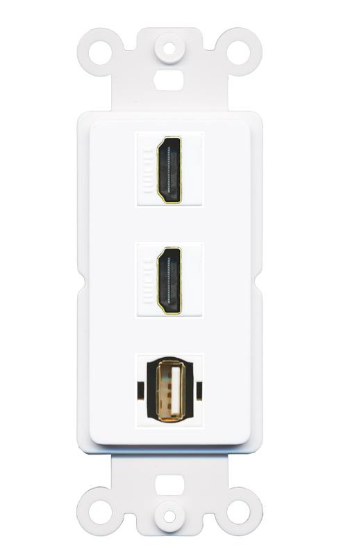 2 HDMI USB2 Wall Plate [White]