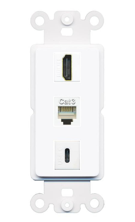 HDMI PHONE USBC Wall Plate [White]