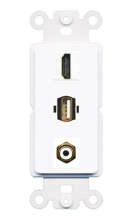 HDMI RCA-WHITE USB2 Wall Plate [White]