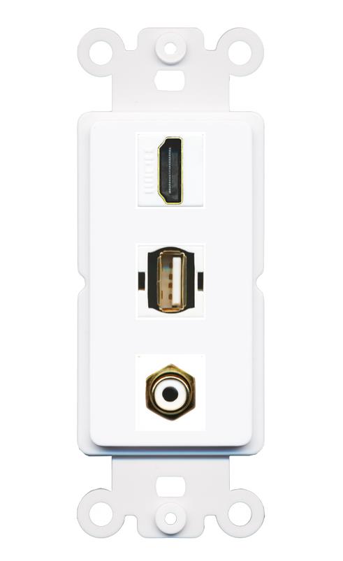 HDMI RCA-WHITE USB2 Wall Plate [White]