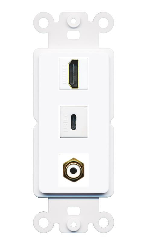 HDMI RCA-WHITE USBC Wall Plate [White]