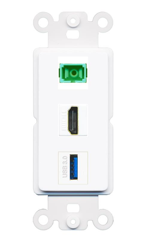 HDMI SC-APC-SX USB-3 Wall Plate [White]