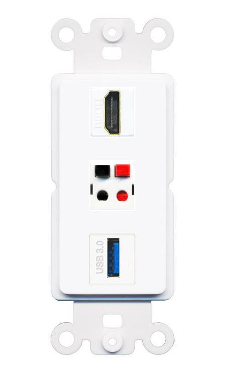HDMI SPEAKER USB-3 Wall Plate [White]